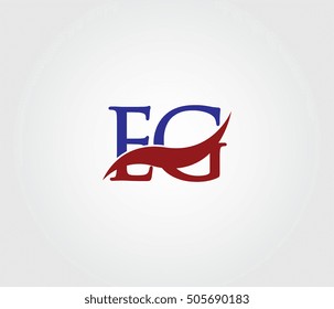 E and G Swoosh Initial Logo Vector