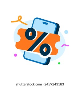 e gift card, digital voucher on smartphone concept illustration flat design. simple modern graphic element for ui, infographic, icon