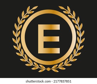 E-Gold-Letter-Design-Vektorgrafik mit Golden Luxury-Farben und Monogram-Design