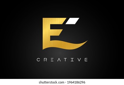 E Golden Letter Logo with Creative Modern Look and Gold Texture. Metal Gold E Icon Idea with Trendy Look.