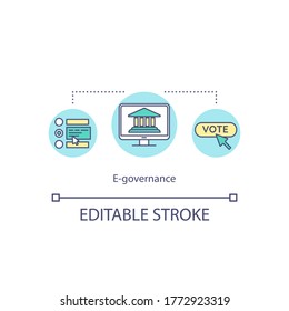 E governance concept icon. Electronic government. Vote online. Internet connection for social services idea thin line illustration. Vector isolated outline RGB color drawing. Editable stroke