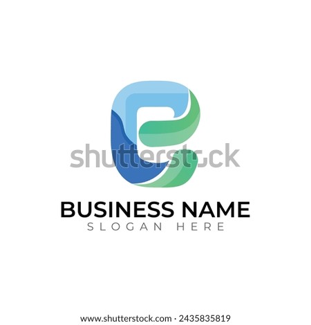 e gradient abrstract colorful 3d vector logo design