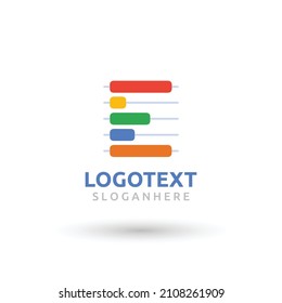E graph logo, colorful chart logo, E letter logo