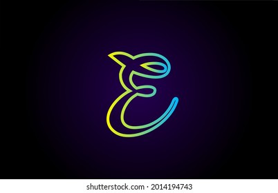 E green yellow creative handwritten alphabet letter logo for branding and business. Design for lettering and corporate identity with icon template