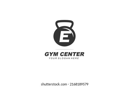 E gym logo design inspiration. Vector letter template design for brand.