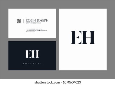 E H, E & H Alphabet joint logo icon with business card vector template.
