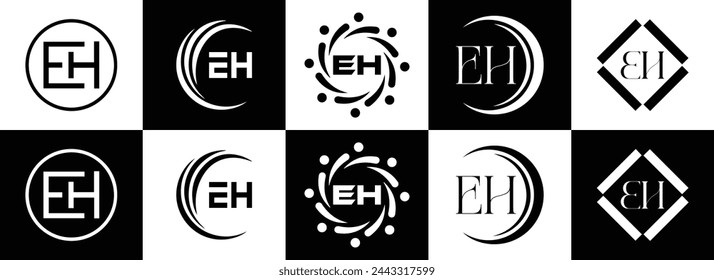 E H, E H design, E H letter, E H logo, EH, EH letter, EH logo, EH monogram, abstract, alphabet, awesome, black, brand, business, capital, circle, company, concept, corporate, design, finance, graphic,