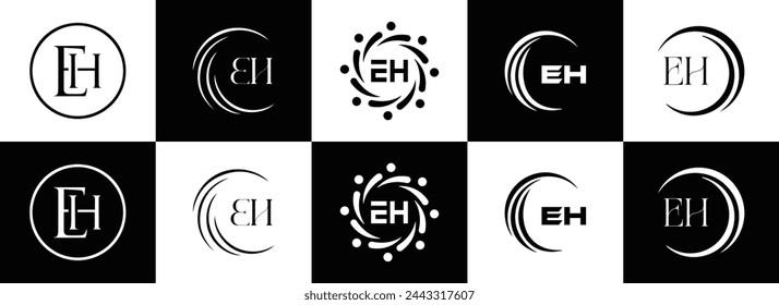 E H, E H design, E H letter, E H logo, EH, EH letter, EH logo, EH monogram, abstract, alphabet, awesome, black, brand, business, capital, circle, company, concept, corporate, design, finance, graphic,
