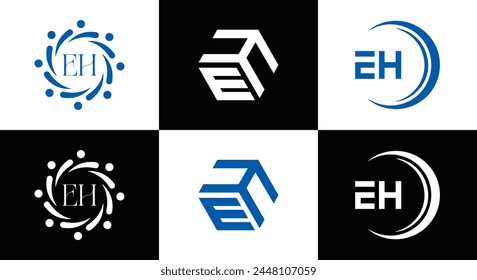 E H, E H design, E H letter, E H logo, EH, EH letter, EH logo, EH monogram, abstract, alphabet, awesome, black, brand, business, capital, circle, company, concept, corporate, design, finance, graphic,