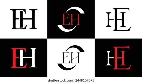 E H, E H design, E H letter, E H logo, EH, EH letter, EH logo, EH monogram, abstract, alphabet, awesome, black, brand, business, capital, circle, company, concept, corporate, design, finance, graphic,