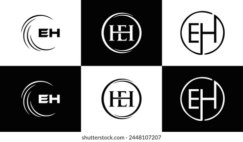 E H, E H design, E H letter, E H logo, EH, EH letter, EH logo, EH monogram, abstract, alphabet, awesome, black, brand, business, capital, circle, company, concept, corporate, design, finance, graphic,