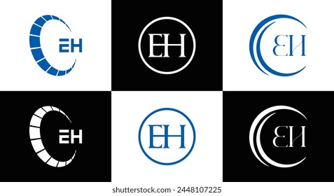 E H, E H design, E H letter, E H logo, EH, EH letter, EH logo, EH monogram, abstract, alphabet, awesome, black, brand, business, capital, circle, company, concept, corporate, design, finance, graphic,