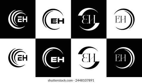 E H, E H design, E H letter, E H logo, EH, EH letter, EH logo, EH monogram, abstract, alphabet, awesome, black, brand, business, capital, circle, company, concept, corporate, design, finance, graphic,