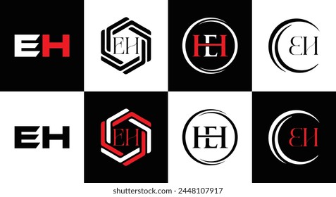 E H, E H design, E H letter, E H logo, EH, EH letter, EH logo, EH monogram, abstract, alphabet, awesome, black, brand, business, capital, circle, company, concept, corporate, design, finance, graphic,