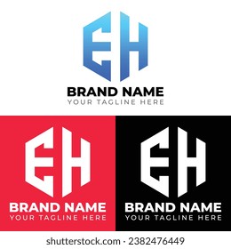 Logotipo de polígono de letras dobles E H, diseño del logotipo de dos letras E H, plantilla de diseño del logotipo del vector creativo minimalista