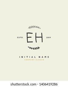 E H EH Beauty vector initial logo, handwriting logo of wedding, fashion, jewerly, heraldic, boutique, floral and botanical with creative template for any company or business.