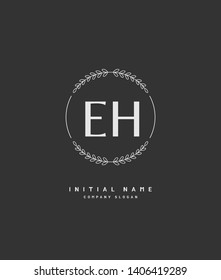 E H EH Beauty vector initial logo, handwriting logo of wedding, fashion, jewerly, heraldic, boutique, floral and botanical with creative template for any company or business.