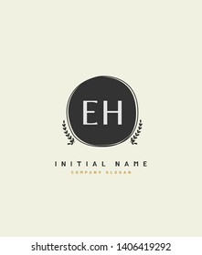 E H EH Beauty vector initial logo, handwriting logo of wedding, fashion, jewerly, heraldic, boutique, floral and botanical with creative template for any company or business.