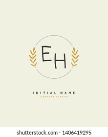 E H EH Beauty vector initial logo, handwriting logo of wedding, fashion, jewerly, heraldic, boutique, floral and botanical with creative template for any company or business.