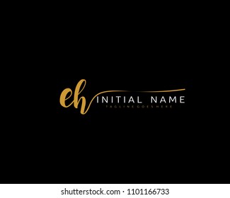 E H Initial handwriting logo vector. Hand lettering for designs.