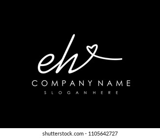 E H Initial handwriting logo vector
