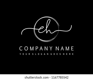 E H Initial handwriting logo vector