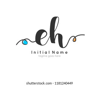 E H Initial handwriting logo vector template