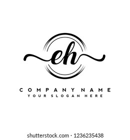 E H Initial handwriting logo vector