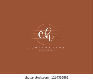 E H initial handwriting logo vector