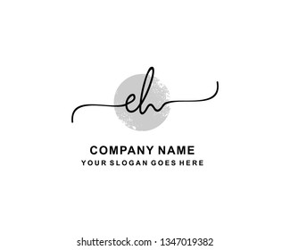 E H Initial Handwriting Logo Template