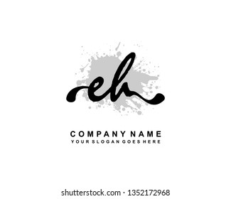 E H Initial Handwriting Logo Template