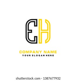 E H initial letter, modern logo design template vector