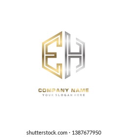 E H initial letter, modern logo design template vector