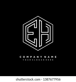 E H initial letter, modern logo design template vector