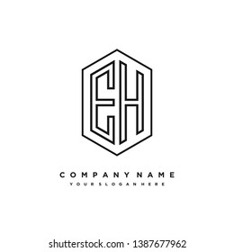 E H initial letter, modern logo design template vector