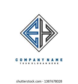 E H initial letter, modern logo design template vector