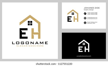 E H initial logo template vector