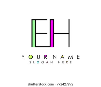 E & H initial minimalist logo template vector