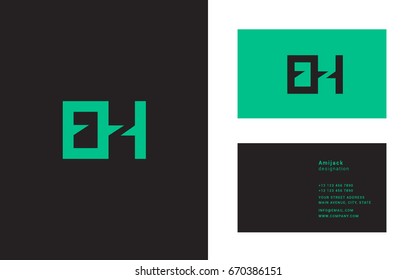 E H joint logo icon vector with business card template