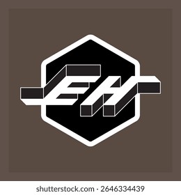 E and H - Monogram or logotype. Isometric 3d font for design. Three-dimension letters. EH - 2-letter code or emblem. Icon.