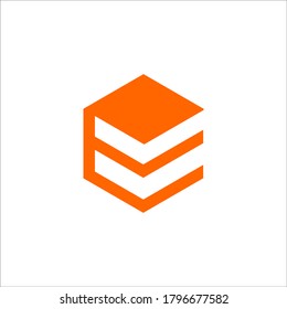 Signo vectorial de diseño del logotipo de E hexagón