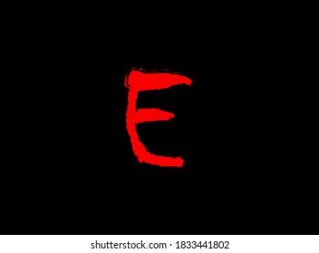 E Horror sangriento, temible carta vectorial. Miedo demente brutal, tipo de letra gritando. Diseño de estilo temático nocturno. ilustración de eps10 de escritura a mano