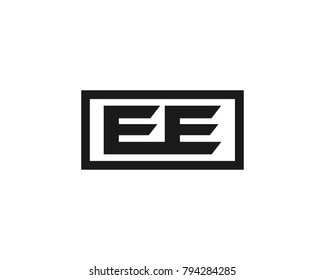 E initial box letter logo template vector