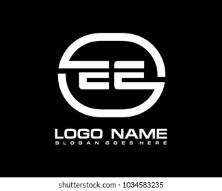 E E Initial circle logo template vector
