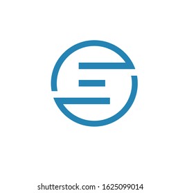  E initial circle logo template vector