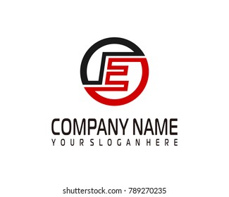 E initial circle logo template vector