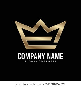 E Initial with Crown Logo Template