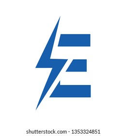  E initial electric monogram cool modern logo