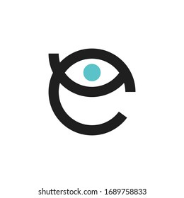 E initial Eye Icon logo Design, Simple Initial logo template vector.