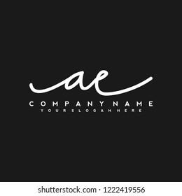 A E Initial handwriting logo vector